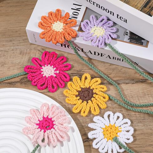 Flower Crochet Bookmarks 6 Pack Daisy Sunflower Book Marks for Reading Women, Cute Bookmark Personalized Crochet Books Markers for Book Lovers and Teachers in Saudi Arabia
