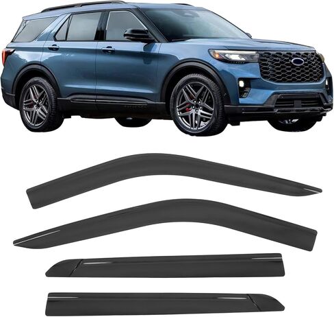 IKON MOTORSPORTS Tape on Low Profile Window Visors, Compatible with 2020-2025 Ford Explorer, Acrylic Smoke/Tinted Rain Guards, Side Window Wind Deflectors 4PCS in Saudi Arabia