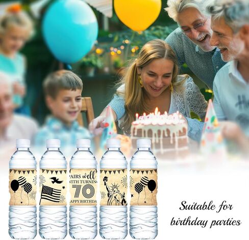 100PCS Pieces 70th Labels Sticker Labels Waterproof Wraps Sticker Water Bottle Labels Congrats for Wedding Anniversary Party Celebration Decoration Birthday Party Supplies in Saudi Arabia