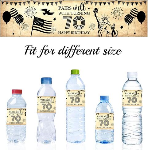 100PCS Pieces 70th Labels Sticker Labels Waterproof Wraps Sticker Water Bottle Labels Congrats for Wedding Anniversary Party Celebration Decoration Birthday Party Supplies in Saudi Arabia