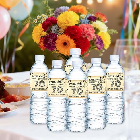 100PCS Pieces 70th Labels Sticker Labels Waterproof Wraps Sticker Water Bottle Labels Congrats for Wedding Anniversary Party Celebration Decoration Birthday Party Supplies in Saudi Arabia