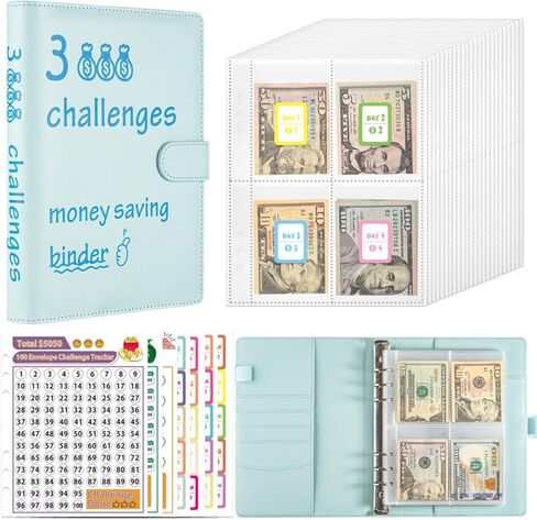 100 Envelopes Money Saving Challenge, Money Saving Binder Budget Book with Cash Envelopes to Save $5050 for Home Office Personal Finance Planning (Pink) in Saudi Arabia