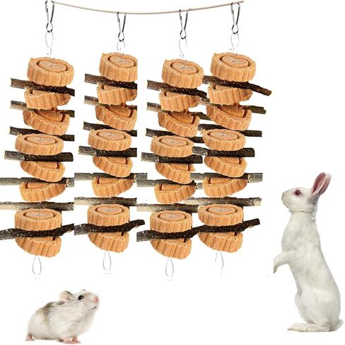 kathson Rabbit Chew Toys,Bunny Grind Teeth 100% Natural Organic Apple Wood Stick Improve Rodent Health Rabbits Hamsters Squirrel Guinea Pig(4 Pieces) in Kuwait