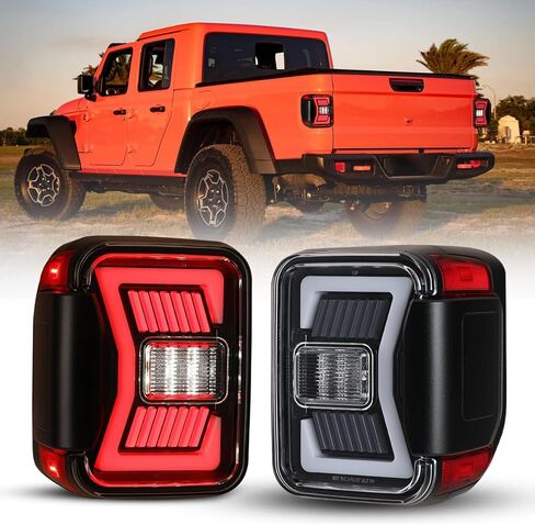 مصابيح خلفية تسلسلية LED للطرق الوعرة من Nixon لعام 2019 2020 2021 2022 2023 2024 2025 JEEP Gladiator JT، استبدال مجموعة المصابيح الخلفية Gladiator زوج واحد مع أضواء DRL/فرامل/عكسية (دخان) in Kuwait