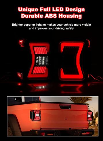 مصابيح خلفية تسلسلية LED للطرق الوعرة من Nixon لعام 2019 2020 2021 2022 2023 2024 2025 JEEP Gladiator JT، استبدال مجموعة المصابيح الخلفية Gladiator زوج واحد مع أضواء DRL/فرامل/عكسية (دخان) in Kuwait