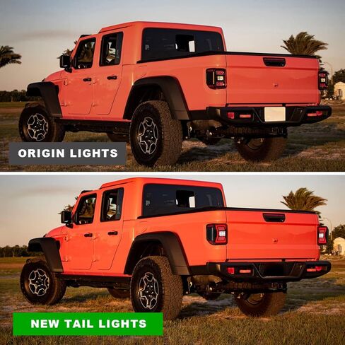 مصابيح خلفية تسلسلية LED للطرق الوعرة من Nixon لعام 2019 2020 2021 2022 2023 2024 2025 JEEP Gladiator JT، استبدال مجموعة المصابيح الخلفية Gladiator زوج واحد مع أضواء DRL/فرامل/عكسية (دخان) in Kuwait