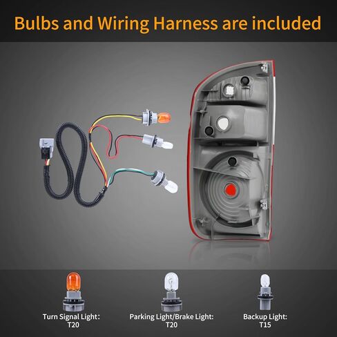 Tail Light Assembly Compatible with 2004-2006 Toyota Tundra Double Cab Tail lights Rear Brake Lamp with Bulbs and Wiring Harness, Passenger and Driver Side in Saudi Arabia