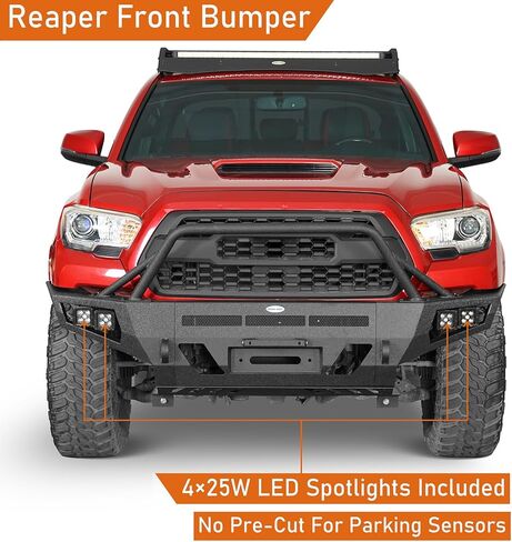 u-Box 05-11 Tacoma Front Bumper Brush Guard for 2005–2011 Toyota Tacoma 2nd Gen, Full Width Off-Road Steel Bumper with Bull Bar, Skid Plate & 4 LED Lights, 12,000-lb Winch Ready in Saudi Arabia