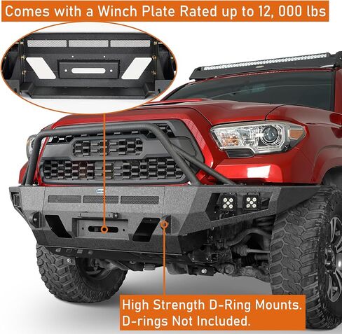 u-Box 05-11 Tacoma Front Bumper Brush Guard for 2005–2011 Toyota Tacoma 2nd Gen, Full Width Off-Road Steel Bumper with Bull Bar, Skid Plate & 4 LED Lights, 12,000-lb Winch Ready in Saudi Arabia