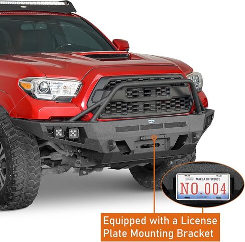 u-Box 05-11 Tacoma Front Bumper Brush Guard for 2005–2011 Toyota Tacoma 2nd Gen, Full Width Off-Road Steel Bumper with Bull Bar, Skid Plate & 4 LED Lights, 12,000-lb Winch Ready in Saudi Arabia