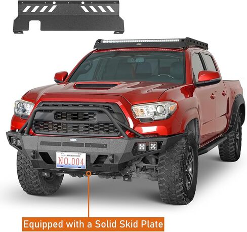 u-Box 05-11 Tacoma Front Bumper Brush Guard for 2005–2011 Toyota Tacoma 2nd Gen, Full Width Off-Road Steel Bumper with Bull Bar, Skid Plate & 4 LED Lights, 12,000-lb Winch Ready in Saudi Arabia
