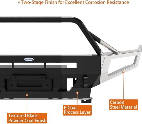 u-Box 05-11 Tacoma Front Bumper Brush Guard for 2005–2011 Toyota Tacoma 2nd Gen, Full Width Off-Road Steel Bumper with Bull Bar, Skid Plate & 4 LED Lights, 12,000-lb Winch Ready in Saudi Arabia