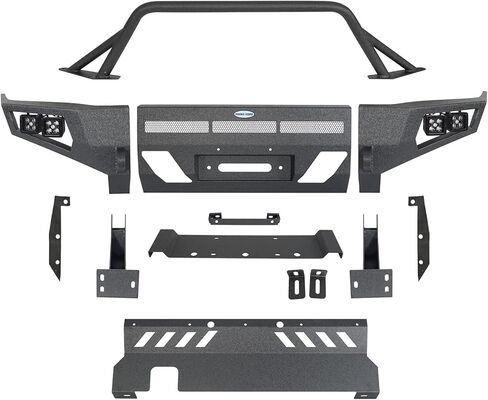 u-Box 05-11 Tacoma Front Bumper Brush Guard for 2005–2011 Toyota Tacoma 2nd Gen, Full Width Off-Road Steel Bumper with Bull Bar, Skid Plate & 4 LED Lights, 12,000-lb Winch Ready in Saudi Arabia