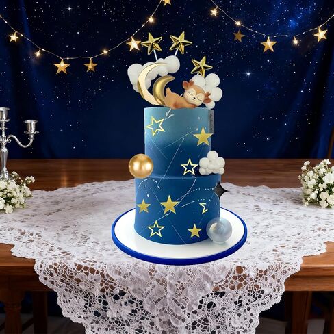 34 قطعة من أغطية الكيك على شكل نجمة القمر مع غزال القمر ونجمة سحابة زينة كعكة استحمام الطفل للأطفال مستلزمات حفلات الزفاف وأعياد الميلاد in Kuwait