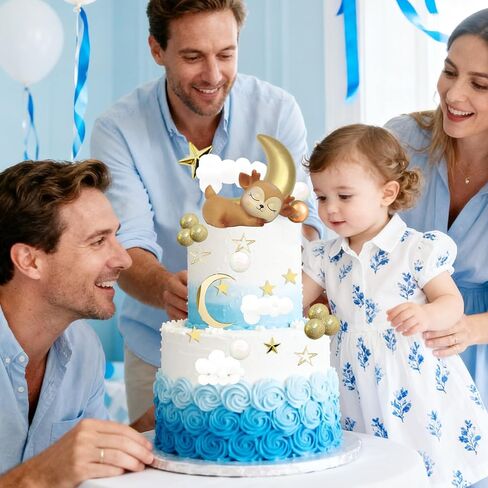34 قطعة من أغطية الكيك على شكل نجمة القمر مع غزال القمر ونجمة سحابة زينة كعكة استحمام الطفل للأطفال مستلزمات حفلات الزفاف وأعياد الميلاد in Kuwait