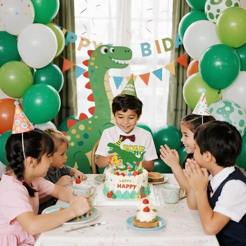 Dinosaur Roar I'm 4 Birthday Cake Decorations - Green Glitter Dino T-Rex Four Year Old for Dinosaurs Theme Kids Boys 4 Years Old Birthday Party Supplies Decoration in Saudi Arabia