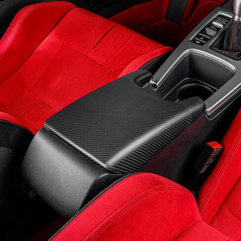 JSWAN Carbon Fiber Center Console Armrest Box Panel Cover for 11th Gen Civic Type r FL5 Typer Armrest Cover Protector Anti-Scratch Protector Decoration (Glossy Black) in Saudi Arabia