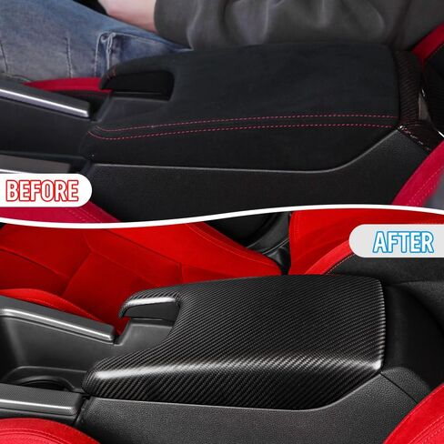 JSWAN Carbon Fiber Center Console Armrest Box Panel Cover for 11th Gen Civic Type r FL5 Typer Armrest Cover Protector Anti-Scratch Protector Decoration (Glossy Black) in Saudi Arabia