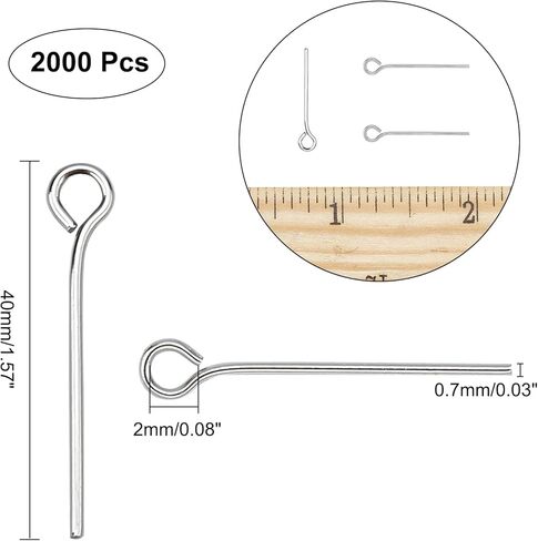 NBEADS 2000 قطعة 304 الفولاذ المقاوم للصدأ مفتوحة دبابيس العين حلقة دبابيس النتائج 0.8 بوصة/20 مللي متر طول لصنع المجوهرات in Kuwait