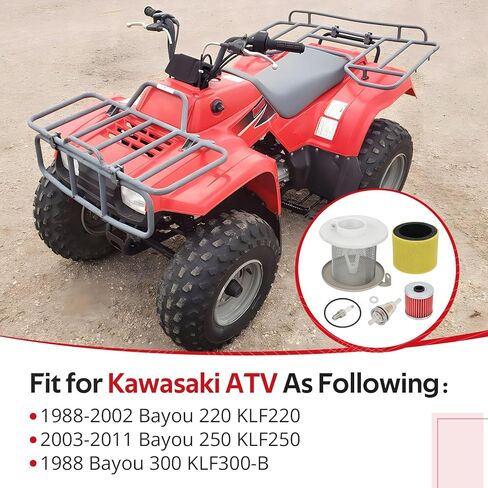 JAVIK فلتر زيت فلتر الهواء رغوة شرارة التوصيل عدة لكاواساكي بايو 220 KLF220 1988-2002 بايو 250 KLF250 2003-2011 بايو 300 KLF300-B 1988 O.E.M #11013-1275 11013-1158 in Saudi Arabia