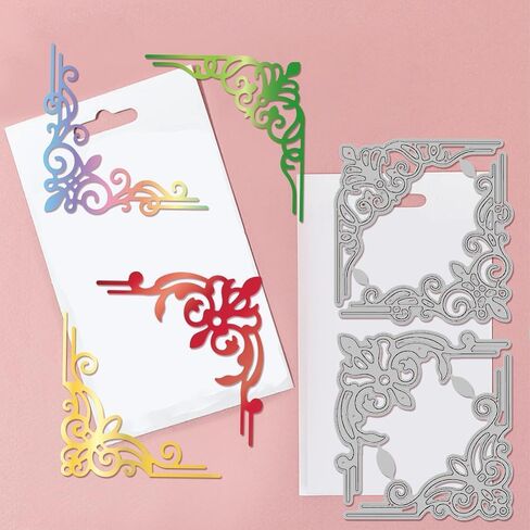 1 Set Frame Corners Cutting Dies for Card Making Flower Lace Corner Die Cuts Carbon Steel Embossing Stencils Template for DIY Scrapbooking Album Craft Decor in Saudi Arabia