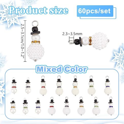 PH PandaHall 60pcs 3 Sizes Snowmen Charms Christmas Snowman Pendant Mini Winter Ornaments for Bracelet Necklace Keychain DIY Holiday Winter Earring Jewlery Making Christmas Gifts Xmas Party in Saudi Arabia