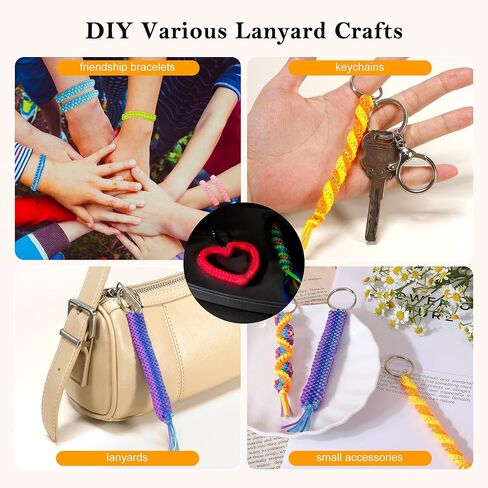 PP OPOUNT Plastic Lanyard String, 20 Rolls Boondoggle String with Instruction for Beginners and 220 Beads, Gimp Bracelet Making Kit for DIY Bracelets, Key Chains and Lanyards in Kuwait