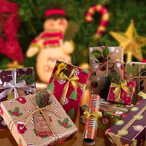 12-Sheet Christmas Wrapping Paper Set, 12 Unique Vintage Designs (20"x28") with Gift Tags, Paper Twine & Double-Sided Tape, Premium Glossy Holiday Gift Wrap for Birthdays, New Year, Xmas Presents in Saudi Arabia