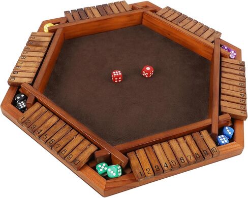 Juegoal Wooden 4 Players Shut The Box Dice Game, Classics Tabletop Version and Pub Board Game, 12 inch in Saudi Arabia