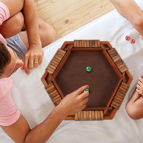 Juegoal Wooden 4 Players Shut The Box Dice Game, Classics Tabletop Version and Pub Board Game, 12 inch in Saudi Arabia