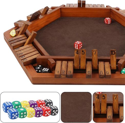 Juegoal Wooden 4 Players Shut The Box Dice Game, Classics Tabletop Version and Pub Board Game, 12 inch in Saudi Arabia