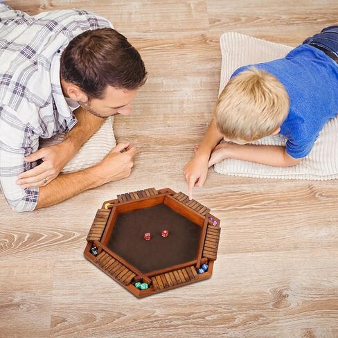 Juegoal Wooden 4 Players Shut The Box Dice Game, Classics Tabletop Version and Pub Board Game, 12 inch in Saudi Arabia