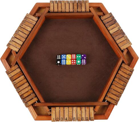 Juegoal Wooden 4 Players Shut The Box Dice Game, Classics Tabletop Version and Pub Board Game, 12 inch in Saudi Arabia