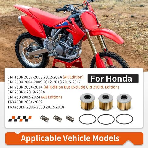 15412-MEN-671 3PCS Oil Filter & O-Ring Spring For Honda CRF150R CRF250X/R/RX CRF450 TRX450R/ER 2002-2024 91302-PA9-003 in Saudi Arabia