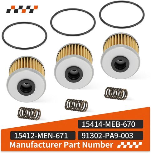 15412-MEN-671 3PCS Oil Filter & O-Ring Spring For Honda CRF150R CRF250X/R/RX CRF450 TRX450R/ER 2002-2024 91302-PA9-003 in Saudi Arabia