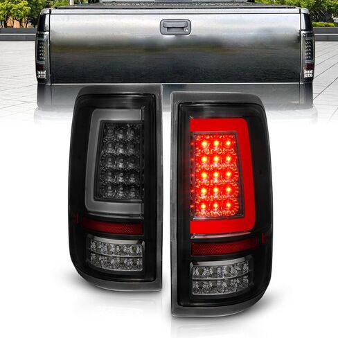 AmeriLite for 2004-2008 Ford F150 Styleside [Full LED] Smoke Dark Black C-Type Tube Tail Lights Pair - Driver and Passenger Side in Saudi Arabia