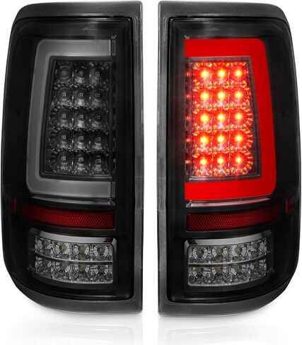 AmeriLite for 2004-2008 Ford F150 Styleside [Full LED] Smoke Dark Black C-Type Tube Tail Lights Pair - Driver and Passenger Side in Saudi Arabia