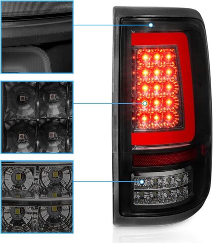 AmeriLite for 2004-2008 Ford F150 Styleside [Full LED] Smoke Dark Black C-Type Tube Tail Lights Pair - Driver and Passenger Side in Saudi Arabia