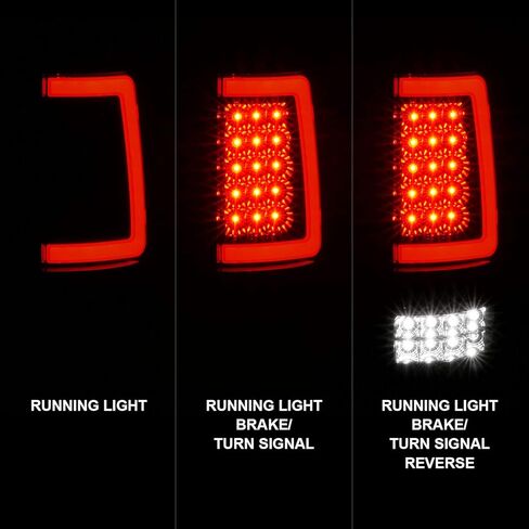 AmeriLite for 2004-2008 Ford F150 Styleside [Full LED] Smoke Dark Black C-Type Tube Tail Lights Pair - Driver and Passenger Side in Saudi Arabia
