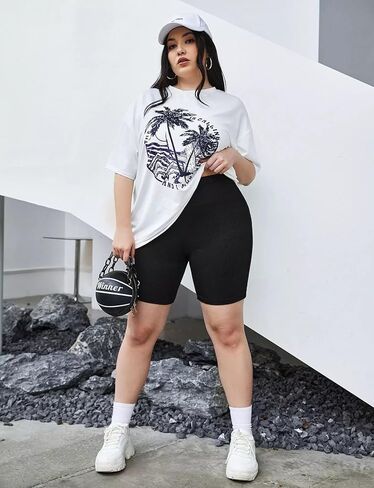 GROTEEN Biker Shorts for Women with Pockets - 8'' High Waisted Tummy Control Yoga Workout Running Gym Spandex Shorts in Kuwait