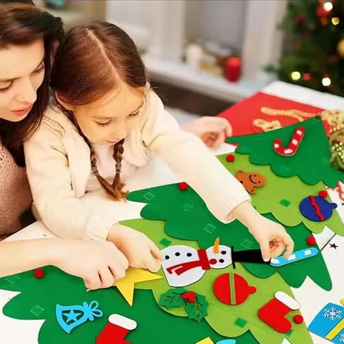 شعرت LXIJESR بأشجار عيد الميلاد، مجموعة شجرة عيد الميلاد من اللباد مع الحلي، شجرة عيد الميلاد مع أضواء، كبيرة الحجم لباب DIY معلقة على الحائط هدايا عيد الميلاد زينة عيد الميلاد in Kuwait