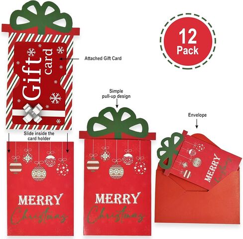 Gift Boutique Christmas Money & Gift Card Sleeves Set of 12 Holiday Envelopes Greeting Cards Funny Exchange Gifts Cash Insert Sleeves Holder Festive Xmas Party in Saudi Arabia