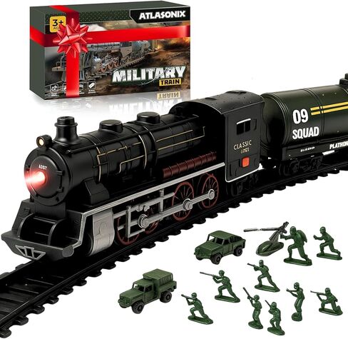 Electric Train Set for Kids Ages 4-8 - Battery-Powered Train Set with Lights & Sounds, Steam Locomotive Engine, Horses & Tracks - Classic Railway Toy Gift for Boys & Girls, Toddler Train Playset in Kuwait