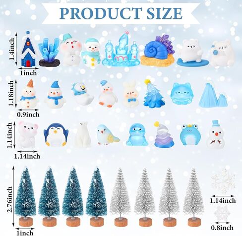 80 Pieces Christmas Miniature Figurines for Crafts Santa Snowman Mini Resin Landscape Bell Snowflake Christmas Tree Reindeer Gifts for DIY Crafts Winter Xmas Party Dollhouse Decor in Kuwait
