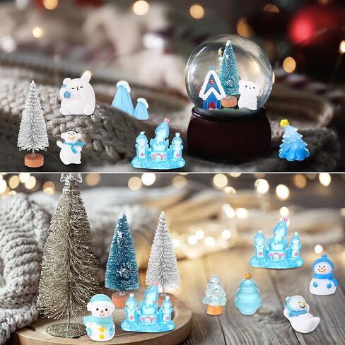 80 Pieces Christmas Miniature Figurines for Crafts Santa Snowman Mini Resin Landscape Bell Snowflake Christmas Tree Reindeer Gifts for DIY Crafts Winter Xmas Party Dollhouse Decor in Kuwait