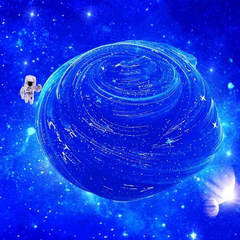 Galactic Glitter Slime Kit, Blue Sparkly Slime Assorted Shapes and Textures,Spacecraft Charms Included Slime kit Party Favors. in Kuwait