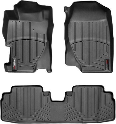 بطانات أرضية مخصصة من Weathertech لسيارة Honda Civic - الصف الأول والثاني (44282-1-2)، أسود in Kuwait