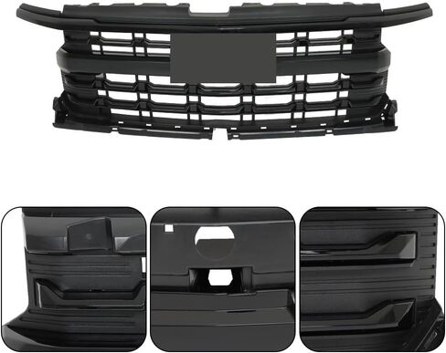 مناسبة للشبكة الأمامية العلوية باللون الأسود اللامع لسيارة Chevy Silverado 1500 (2022-2024) - إدراج شواية المصد الأمامي البديل in Kuwait