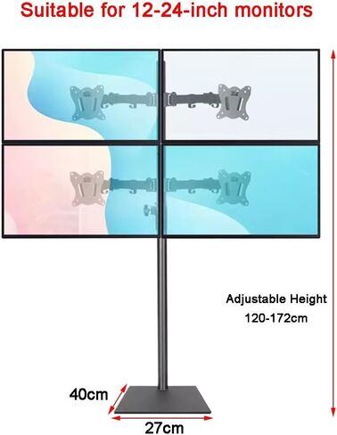 TV Floor Stand Mount for 12-27 Inch LCD/LED Flat/Curved Screens, Adjustable Swivel Base, Supports Up to 8 kg, Perfect for Bedroom & Living Room (Black-B,E) in Saudi Arabia