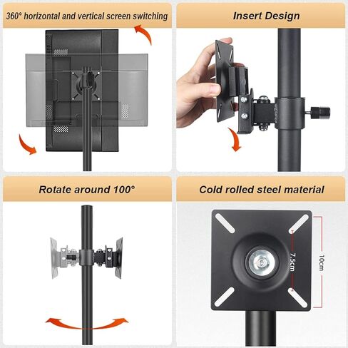 TV Stand Adjustable Monitor Stand Rotating TV Floor Stand with Stand, Suitable for 12-34 Inch TVs and Monitors in Saudi Arabia